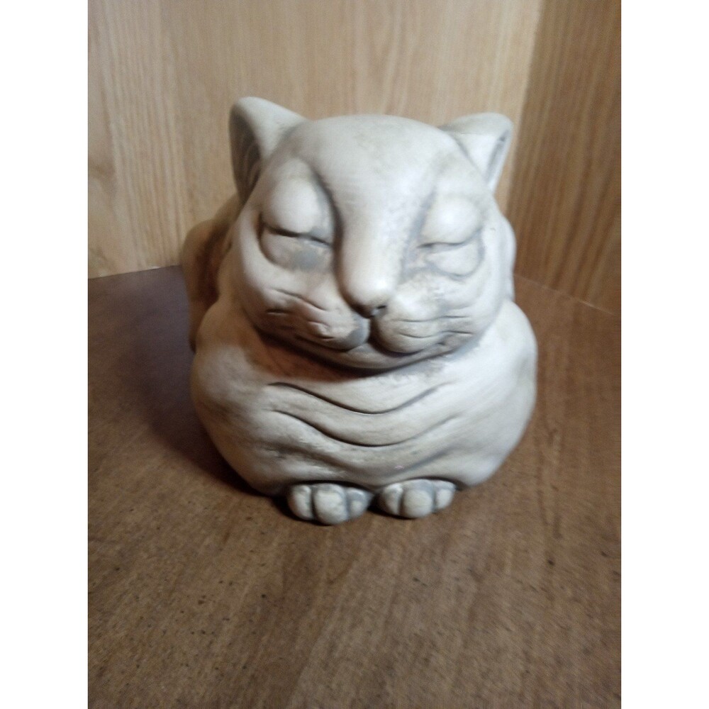 Ceramic Cat Planter Gray/Beige 2 Lb 2.6 oz Holds 3-in Pot or Insert a Drink Cozy